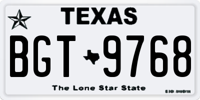 TX license plate BGT9768