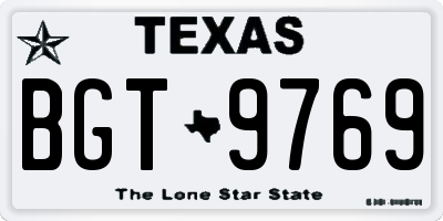 TX license plate BGT9769