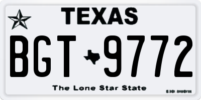 TX license plate BGT9772