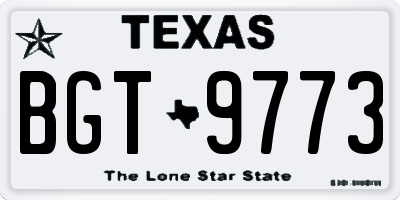 TX license plate BGT9773