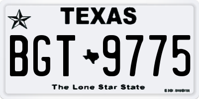 TX license plate BGT9775