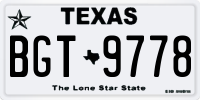 TX license plate BGT9778