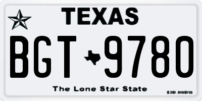 TX license plate BGT9780