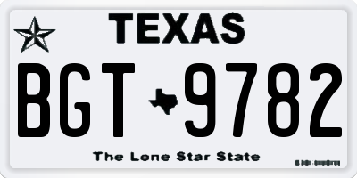 TX license plate BGT9782