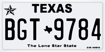 TX license plate BGT9784