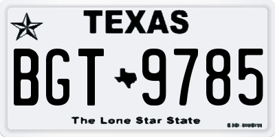 TX license plate BGT9785
