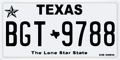 TX license plate BGT9788