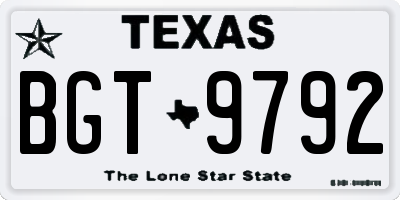TX license plate BGT9792