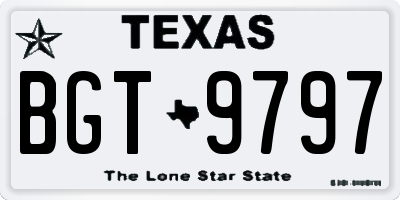 TX license plate BGT9797