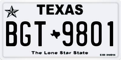 TX license plate BGT9801