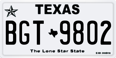 TX license plate BGT9802