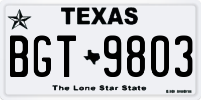 TX license plate BGT9803