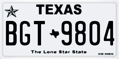 TX license plate BGT9804