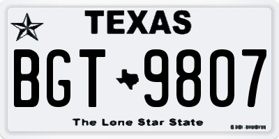 TX license plate BGT9807