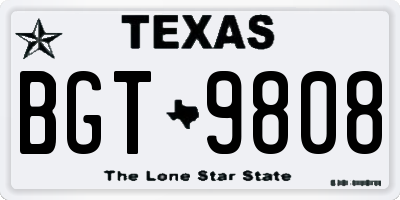 TX license plate BGT9808