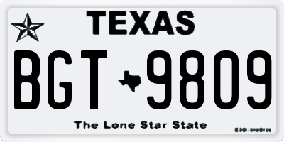 TX license plate BGT9809