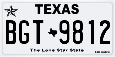 TX license plate BGT9812