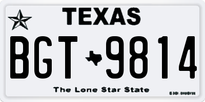 TX license plate BGT9814