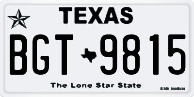 TX license plate BGT9815