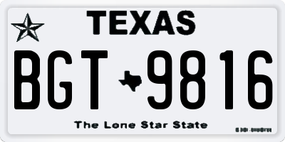 TX license plate BGT9816
