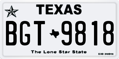 TX license plate BGT9818