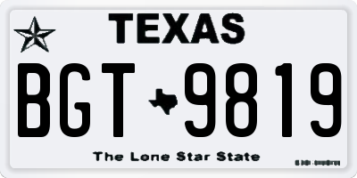 TX license plate BGT9819