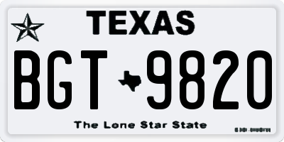 TX license plate BGT9820
