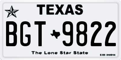 TX license plate BGT9822