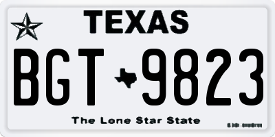 TX license plate BGT9823