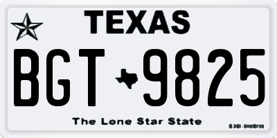TX license plate BGT9825