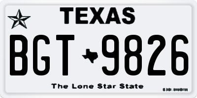 TX license plate BGT9826