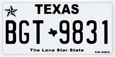 TX license plate BGT9831
