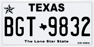 TX license plate BGT9832