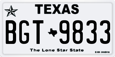 TX license plate BGT9833