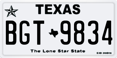 TX license plate BGT9834