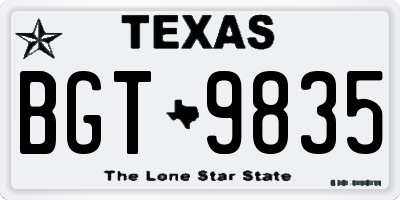 TX license plate BGT9835