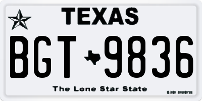 TX license plate BGT9836