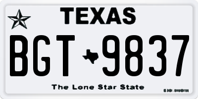 TX license plate BGT9837