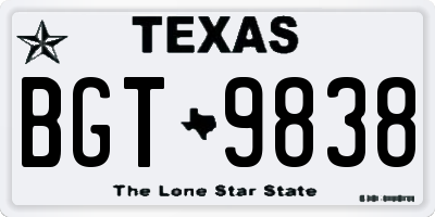 TX license plate BGT9838