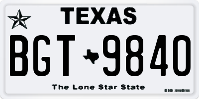 TX license plate BGT9840