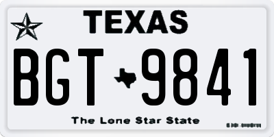 TX license plate BGT9841