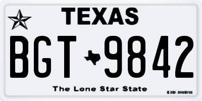 TX license plate BGT9842