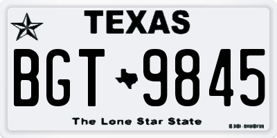 TX license plate BGT9845