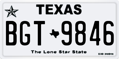TX license plate BGT9846