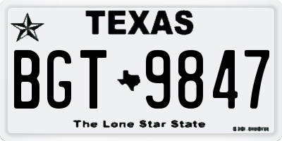 TX license plate BGT9847