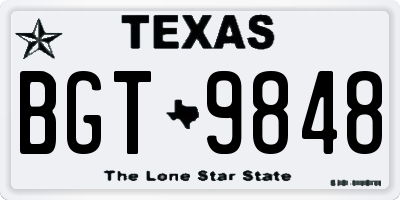 TX license plate BGT9848