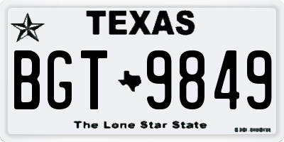 TX license plate BGT9849