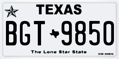 TX license plate BGT9850