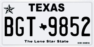 TX license plate BGT9852