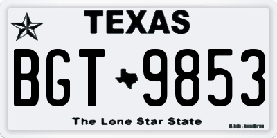 TX license plate BGT9853